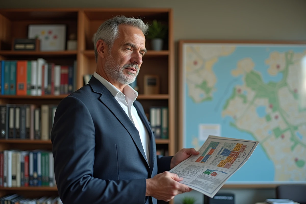 Agent immobilier examine un graphique de propriété dans son bureau