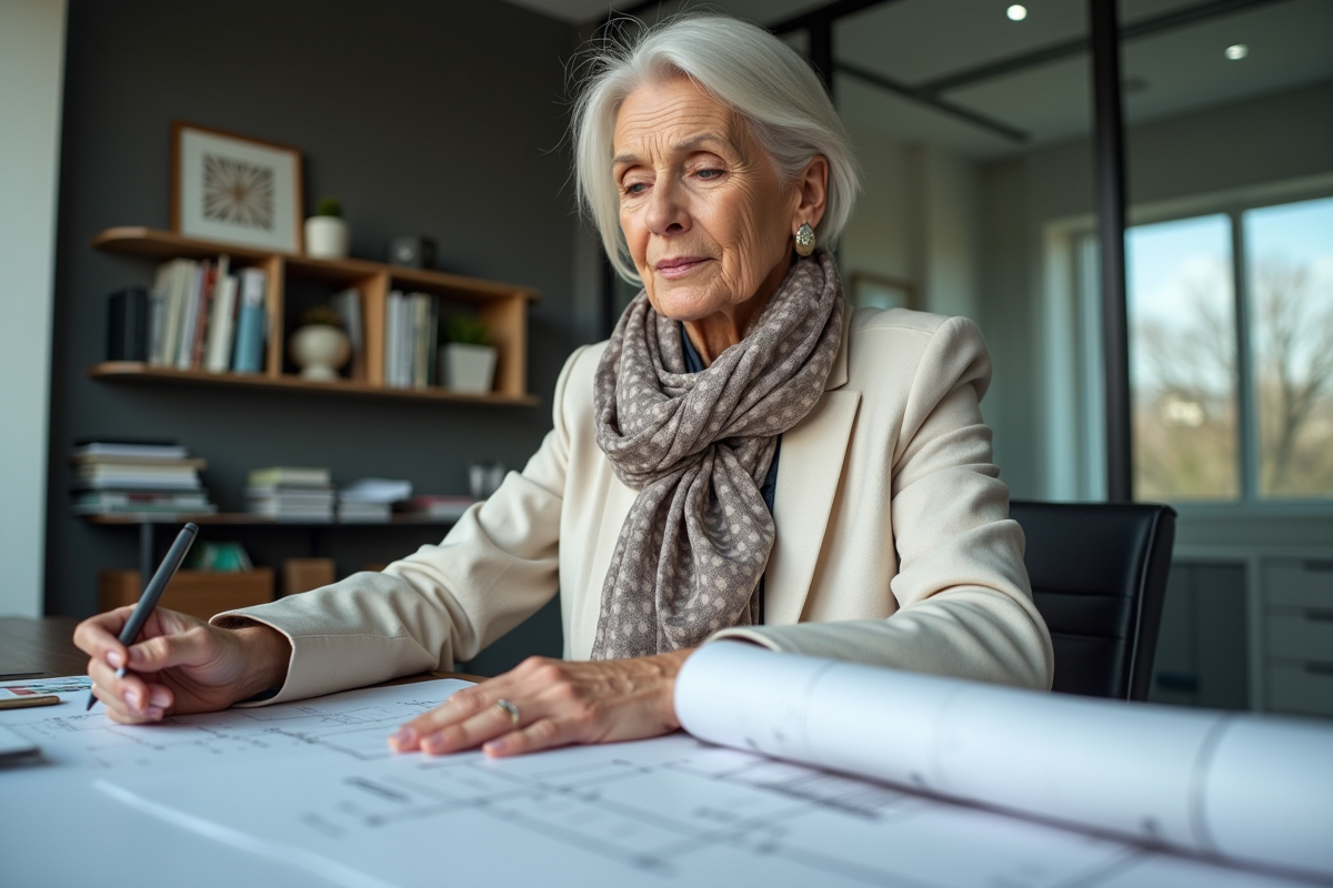 Architecte examine un dossier assurance décennale au bureau