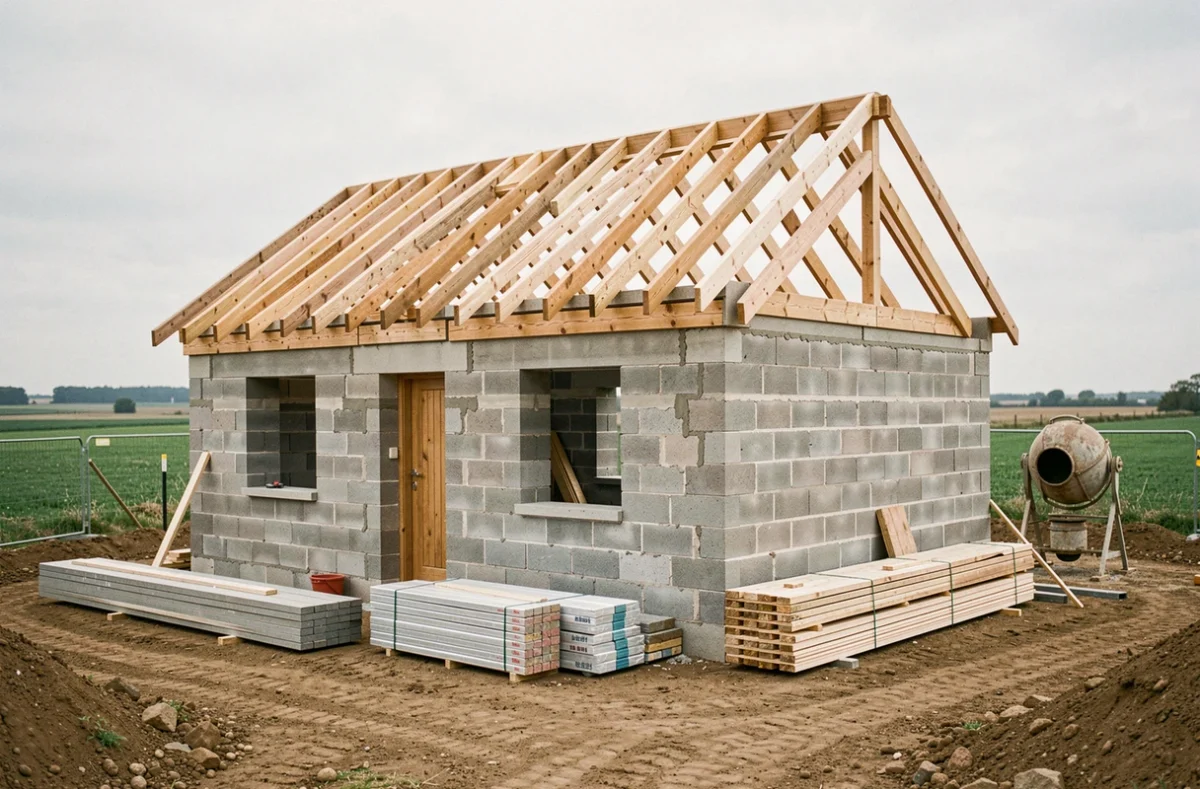 Chantier de construction d'une maison individuelle par Bermax Construction dans la Vienne