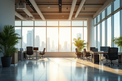 Espace de bureau moderne en IledeFrance avec lumière naturelle