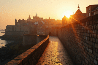 Cité fortifiée de Saint-Malo au lever du soleil