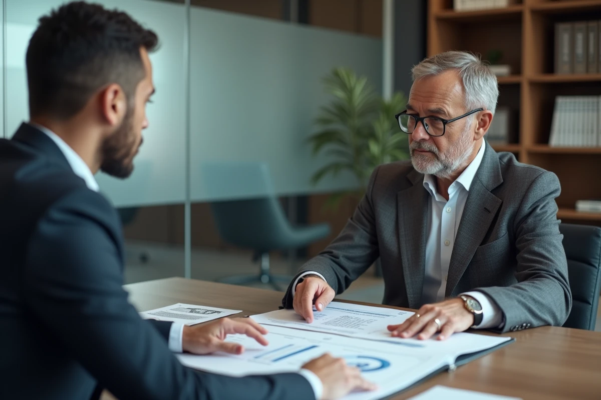 Conseiller financier présentant une stratégie d'optimisation fiscale Pinel à un client à Bordeaux