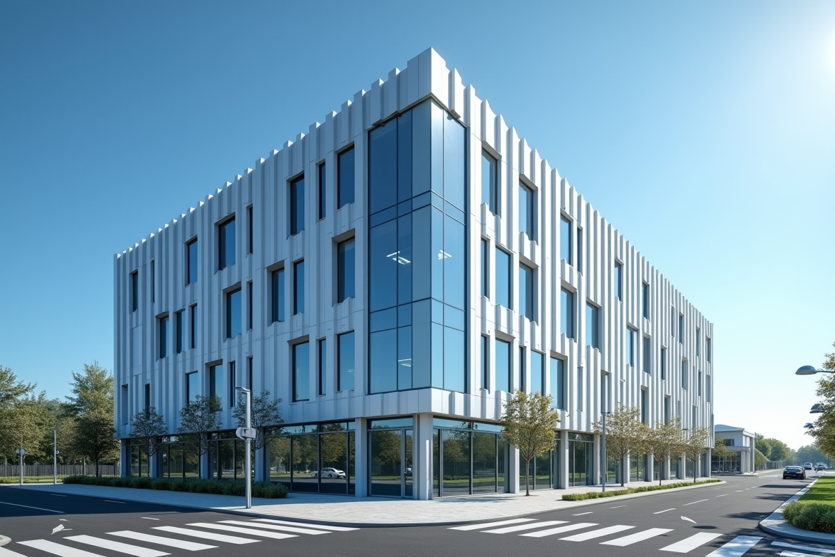 Façade d un immeuble de bureau en IledeFrance en extérieur