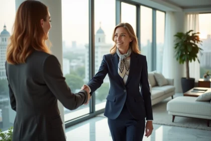 Femme d affaires en costume dans un appartement de luxe