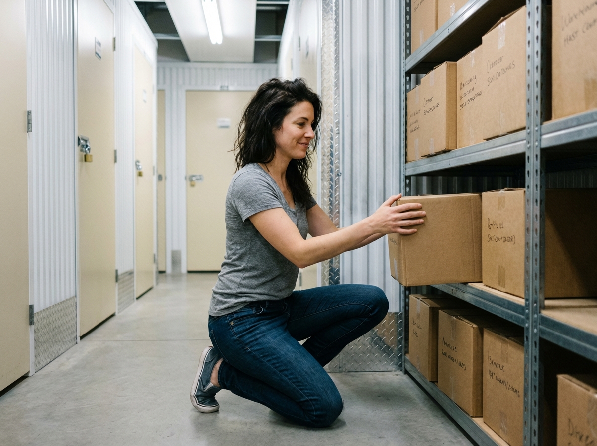 Femme organisée dans un espace de stockage intérieur