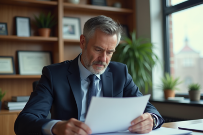 Homme d'affaires en costume dans un bureau lumineux