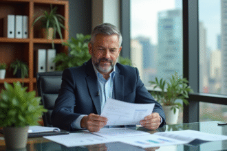 Homme d'affaires en réunion dans un bureau moderne