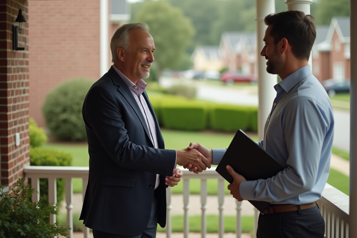 Homme sur le porche refuse une poignée de main