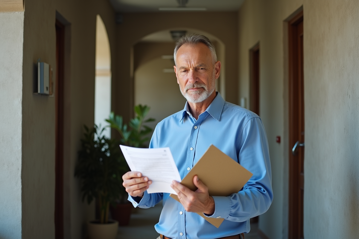 Homme vérifiant une attestation d