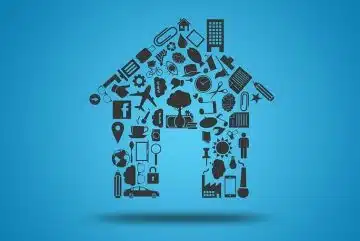 Une illustration de maison faite de pictogrammes
