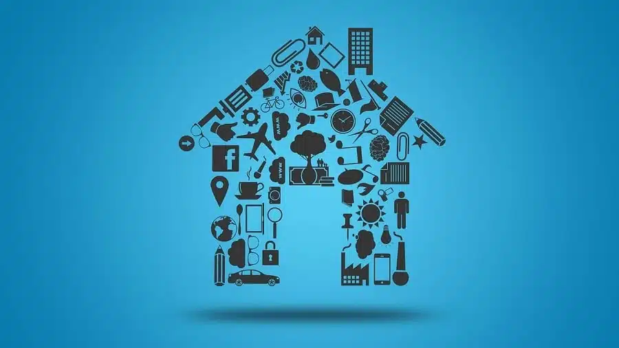 Une illustration de maison faite de pictogrammes