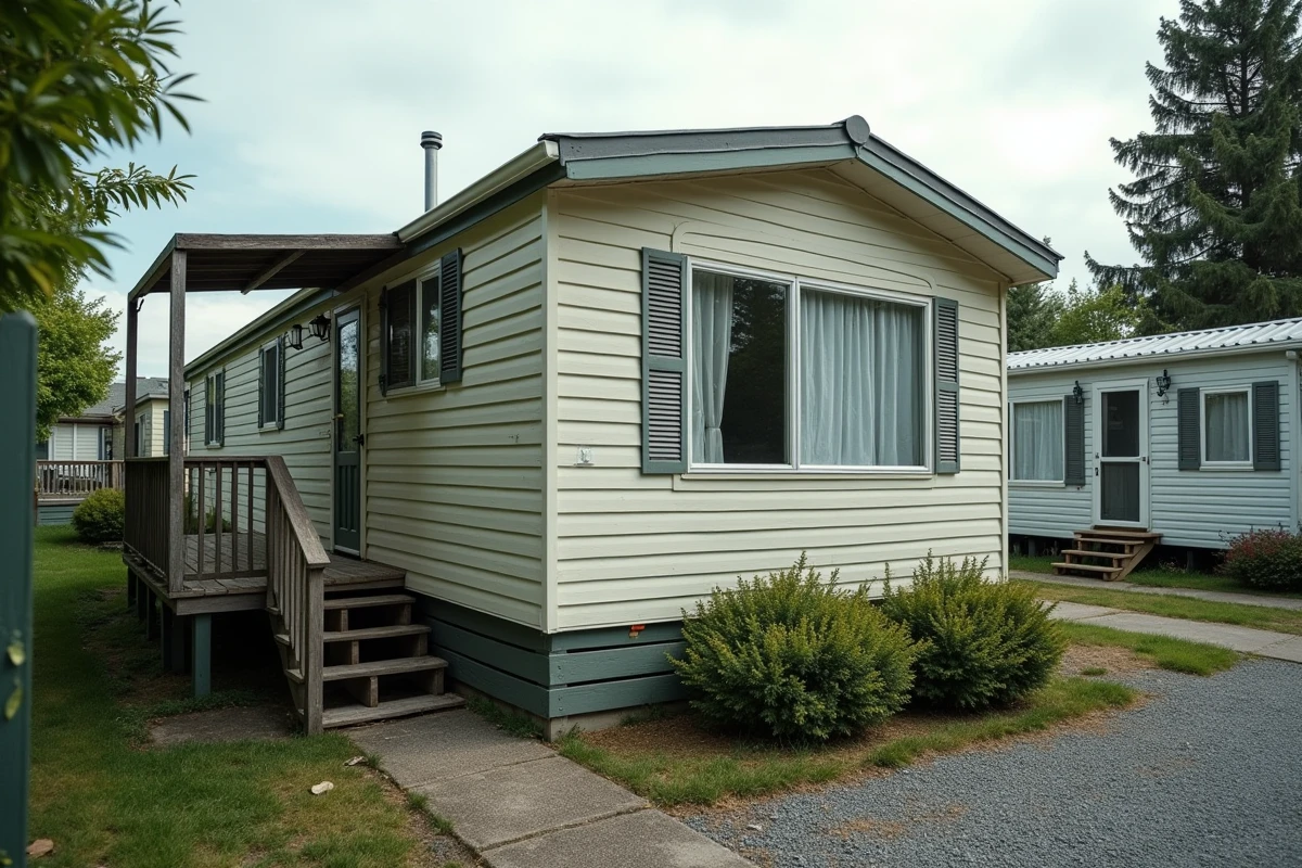 Mobil-home d'occasion sur une parcelle PRL avec signes de vieillissement, risques achat immobilier loisirs