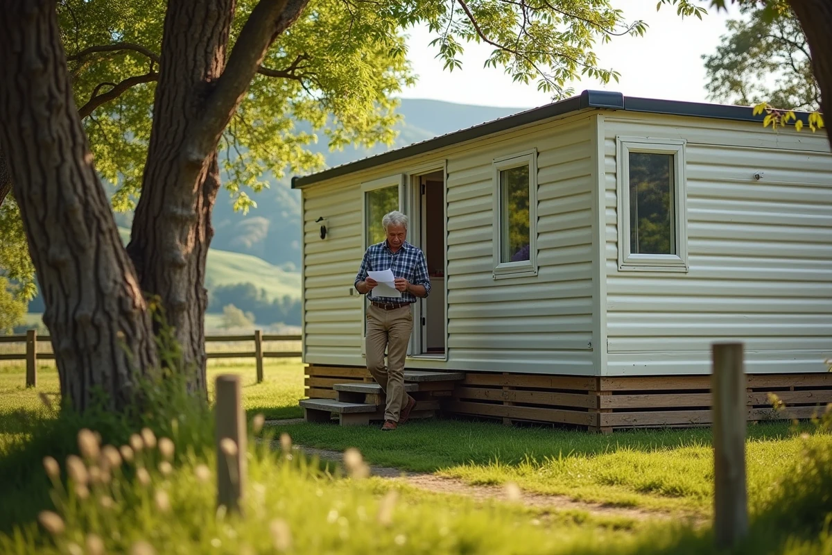 Mobil home installé légalement sur un terrain privé en milieu rural avec propriétaire consultant des documents d'urbanisme