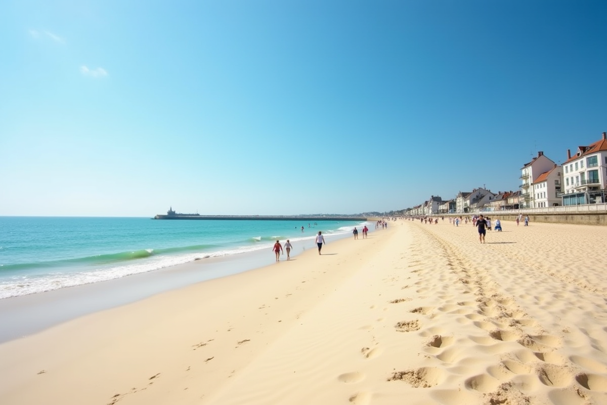 Plage paisible de Saint-Malo avec famille et mer turquoise